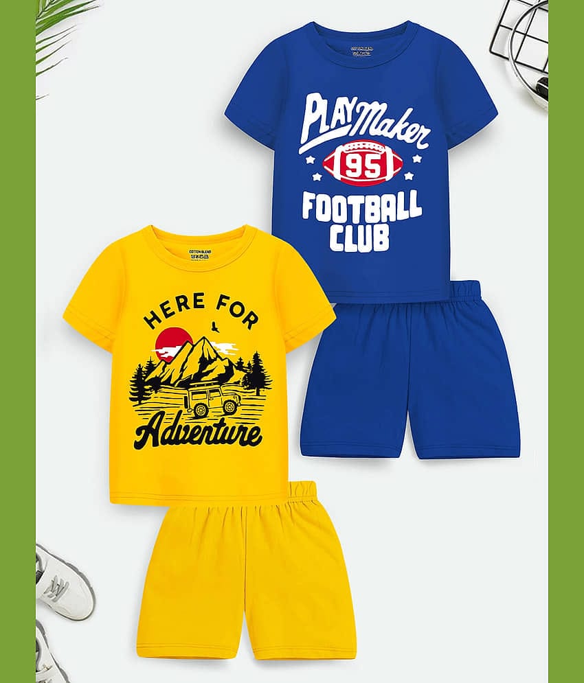 Trampoline Pack of 2 Boys Cotton Blend T-Shirt & Shorts Set ( Multicolor )