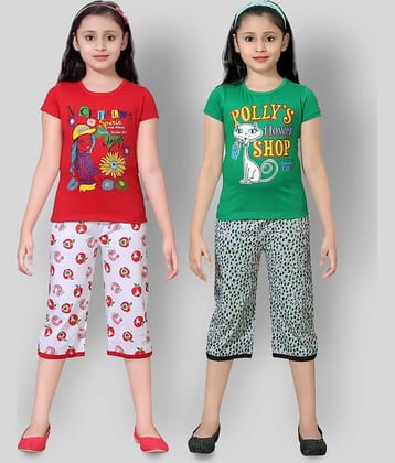 Sini Mini Pack of 2 Girls 100% Cotton Top With Shorts ( Multi )