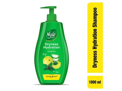 Nyle Naturals Dryness Hydration Shampoo, with Tulsi, Amla and Aloe Vera, pH Balanced and Paraben Free, For Men & Women, 1 Litre