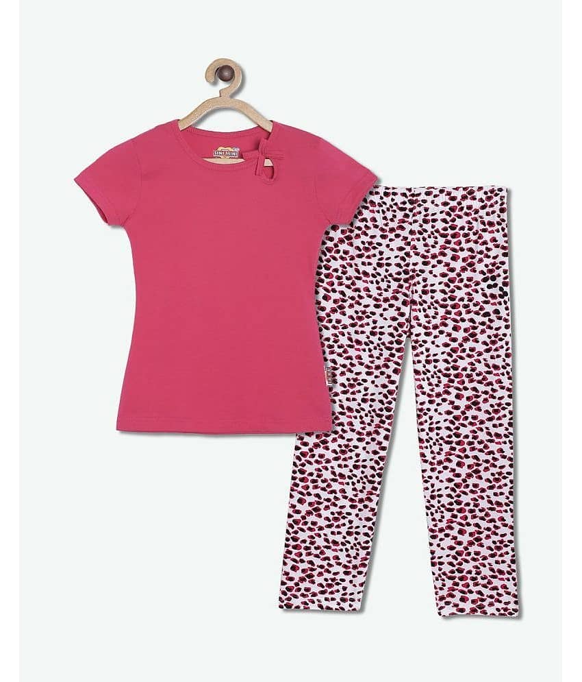 Sini Mini Pack of 1 Girls Cotton Top With Pants ( Pink )