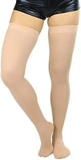 Free Size Regular Thigh High Stockings Beige For Women (Pack of 1)