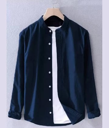 Try This Cotton Blend Regular Fit Solids Full Sleeves Men's Casual Shirt - Blue ( Pack of 1 )