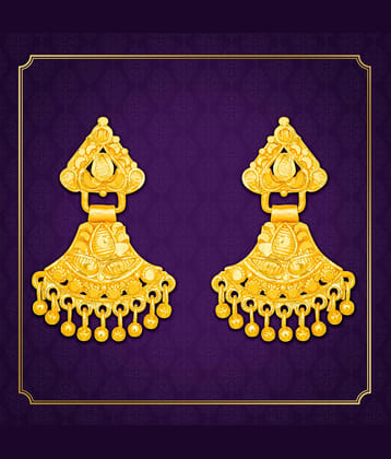 LUV FASHION Golden Drop Earrings ( Pack of 1 )