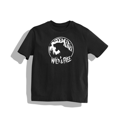 Wlid & Fire-Shirt - Round Neck Drop Shoulder Graphic Printed Oversized Cotton T-shirt-S / Black