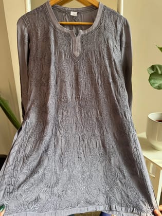Chikankari Muslin short Top in Dove Purple-Dove Purple / cotton / XS