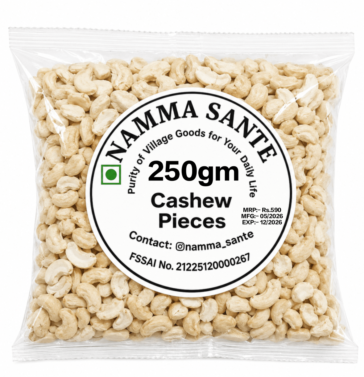Cashew Pieces, Kaju Tukda, Broken Cashew Nuts, Cashew Bits, Kaju Pieces 250gm