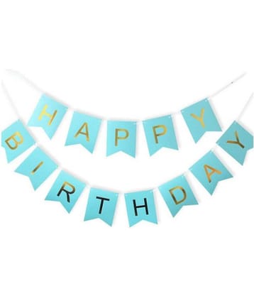 Happy Birthday Banner Bunting Flag Banner for Birthday Party Decoration (Firozi) for happy birthday decoration item, birthday decoration kit, birthday balloon decoration combo for Boys, Girls, Kids, husband and Wife.