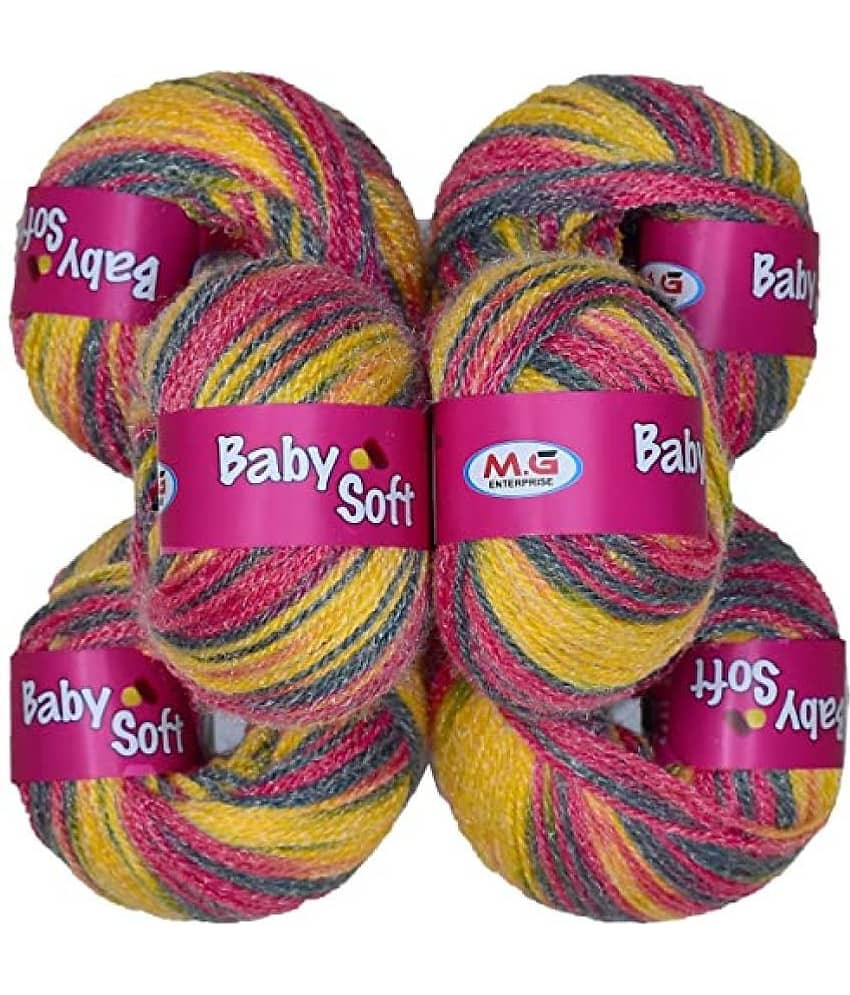 M.G ENTERRPISE Kintting Yarn 100% Acrylic Wool Multi Rowan (6 pc) Baby Wool 4 ply Wool Ball Hand Knitting Wool/Art Craft Soft Fingering Crochet Hook Yarn, Needle Knitting Yarn Thread Dyed
