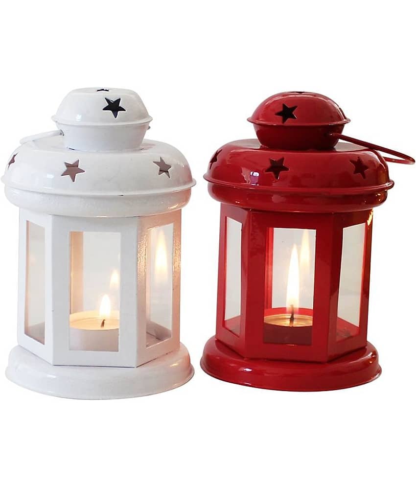 Being Nawab Multicolour Table Top and Hanging Iron Tea Light Holder - Pack of 2