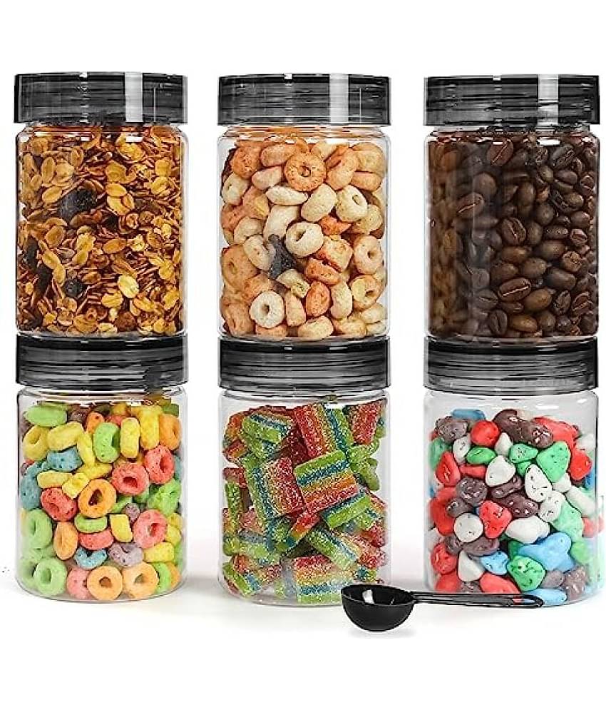 PearlPet PET Black Multi-Purpose Container ( Set of 6 )