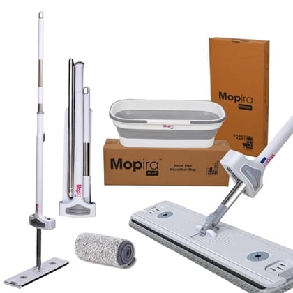 Stainless Steel Floor Mop | Flat Mop with Complimentary Flexible Bucket and Refills | Best Floor Mop | Premium Flat Mops for Floor Cleaning | Durable & Efficient_assorted colour