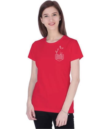 Neo Garments Women Cotton Printed Regular Fit Round Neck T-Shirt ( Red )