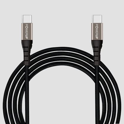 POWERUP Type C to Type C Cable 1.5 Mtr / 150 cm - Black