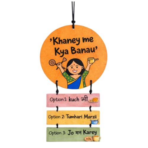 Wall Hanging Hindi Quote, Wooden Wall Décor, Quirky Desi Kitchen & Dining Room Decoration, Home Decor Gift for
