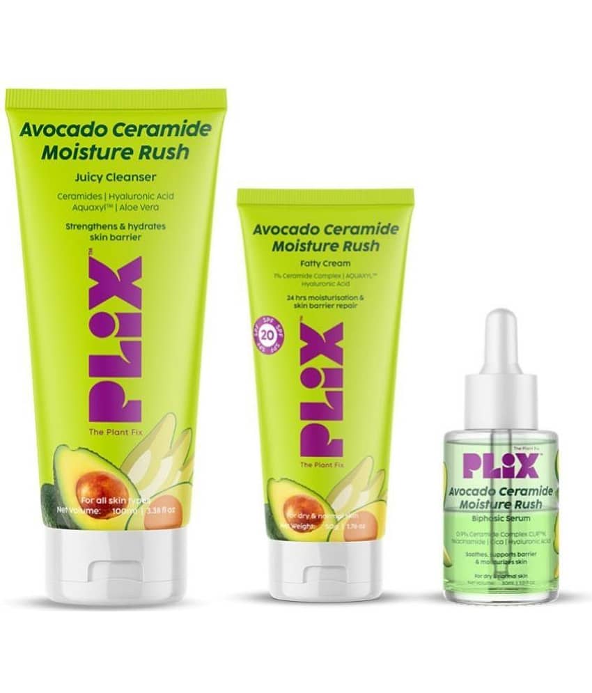 Plix Barrier Repair Kit with Avocado Ceramide Moisture Rush Serum, Cleanser & Cream(Pack of 3)