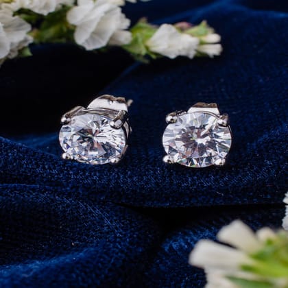 vivinia BY VIDHI MEHRA Zia Silver Plated Womens Zircon Pair of Earrings (Freesize) - VE486