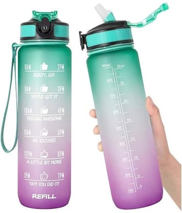 Radhe Creation Motivational Water Bottles, Gym Water Bottles Multicolour Plastic Sipper Water Bottle 1000 mL ( Set of 1 )