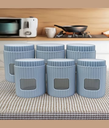 Inpro airtight Containers Glass Navy Blue Utility Container ( Set of 6 )