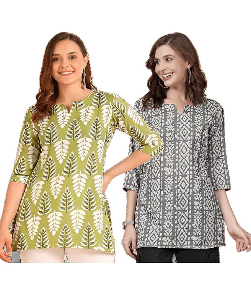 AK FASHION MALL Women Cotton Blend Printed A-line Kurti ( Blue )