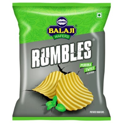 Balaji Rumbles - Potato Wafers, Pudina Twist, Crispy, Crunchy, Perfect Snack, 135 g Pouch