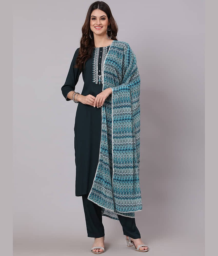 Antaran - Blue Straight Rayon Women's Stitched Salwar Suit ( Pack of 1 )