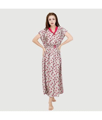 G4Girl - Grey Satin Women's Nightwear Kaftan Night Dress ( Pack of 1 )