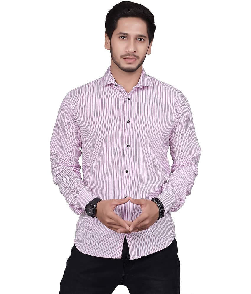 JEEVAAN - THE PERFECT FASHION Cotton Blend Regular Fit Striped Full Sleeves Men's Casual Shirt - Purple ( Pack of 1 )