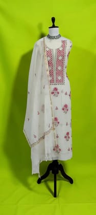 Handwoven Lucknow Chikankari Hand-Embroidered Mul Cotton Dress Material Handwoven Lucknow Chikankari Hand-Embroidered Mul Cotton Dress Material