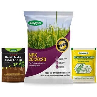 Npk 20 20 20 Fertilizer For Plants With 2 Free Sample - Mix Micronutrients And Organic Humic Acid Complete Plant Food 10