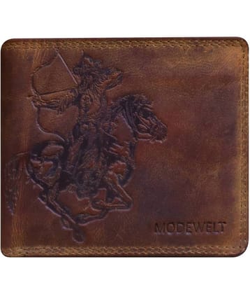 MODEWELT Khaki Leather Men's Two Fold Wallet ( Pack of 1 )