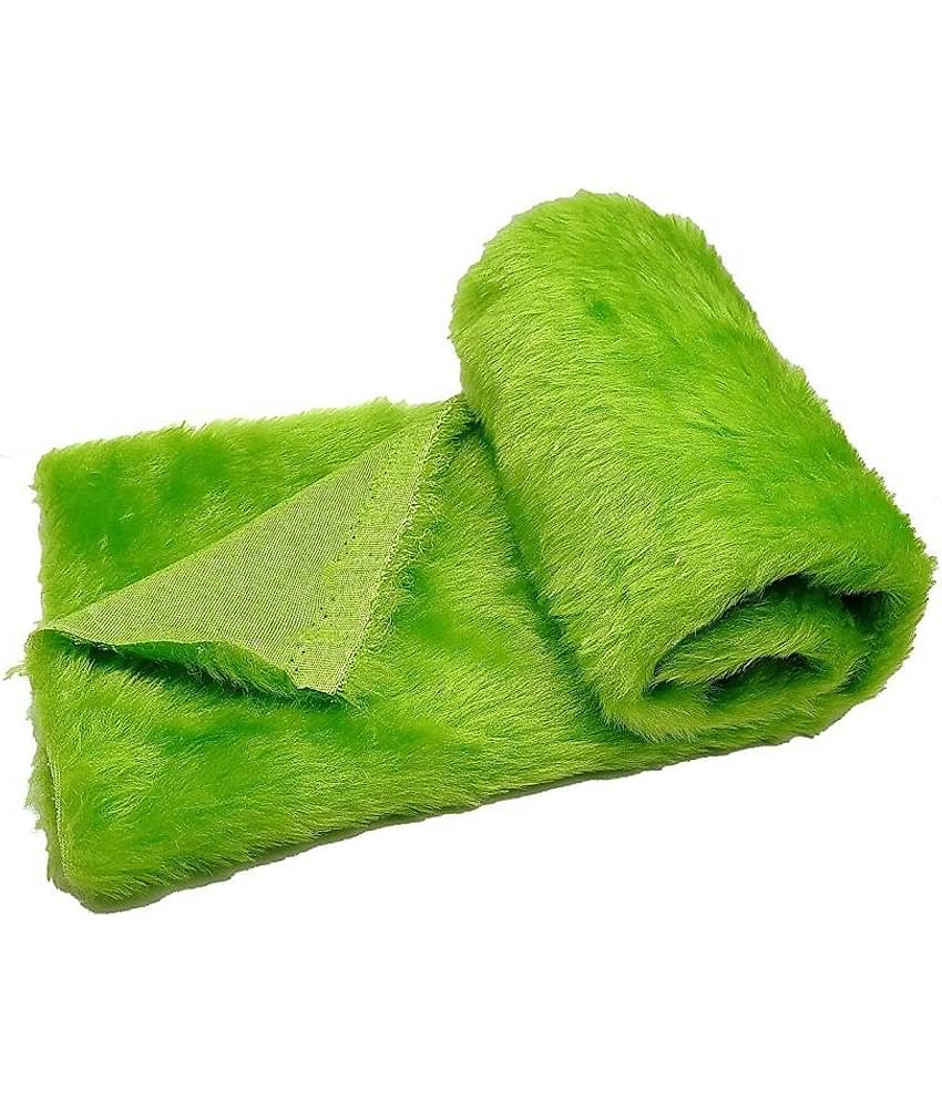 PRANSUNITA Super Soft Parrot Green Fur Cloth, Size 38" x 32", Hair Length 2 cm, Used for Dresses, Home Furnishing, Soft Toys Making, Jackets Etc