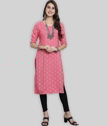 7Threads Crepe Printed Straight Women's Kurti - Red ( Pack of 1 )