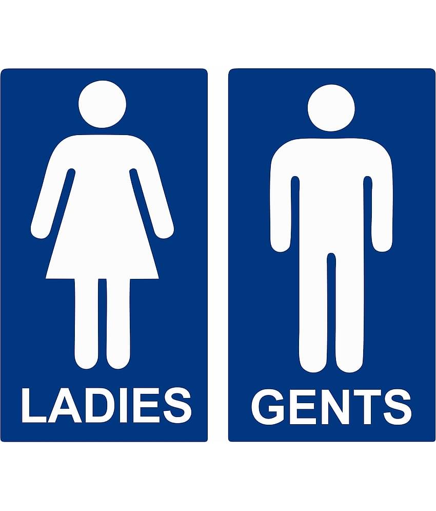 Asmi Collection Self Adhesive Toilet Restroom Sign Sticker ( 16 x 9 cms )
