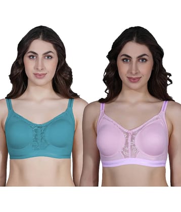 Ladyland Pack of 2 Cotton Blend Non Padded Everyday Bra For Women ( Multicolor )