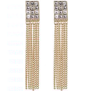 Chains Dangler Square Crystal Earings for Girls Alloy Material Earrings for Women's Fashion Jewellery for Party