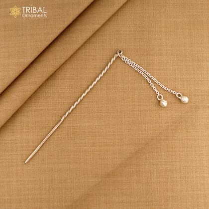 Artisan handmade silver hair pin solid 925 hammered design jingling  sticks hair jewelry su1352