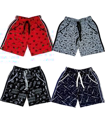 atlans Pack of 4 Cotton Blend Shorts For Boys ( Red )