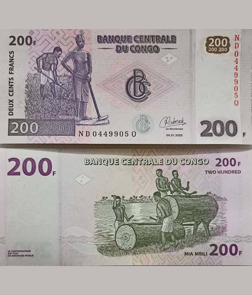 Hop n Shop - Rare Congo 200 Francs Top Grade Gem UNC 1 Paper currency & Bank notes