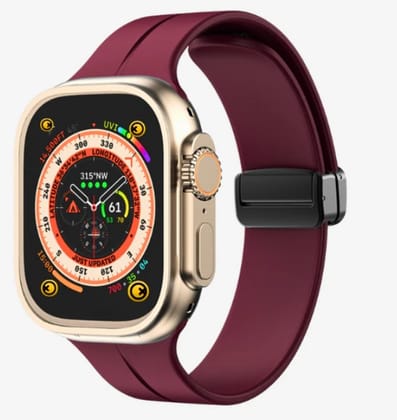 Delhi - Soft Steel Magnetic Buckle Apple Watch Strap - Wine Red 44 MM