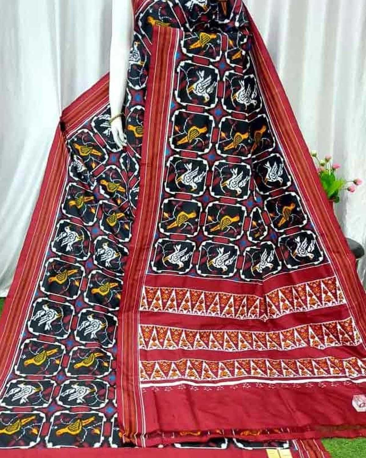 Double Ikkat Patola Black Color Saree