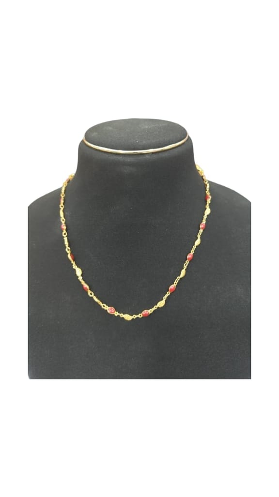 Gold Plated Carnelian Stone Chain Necklace