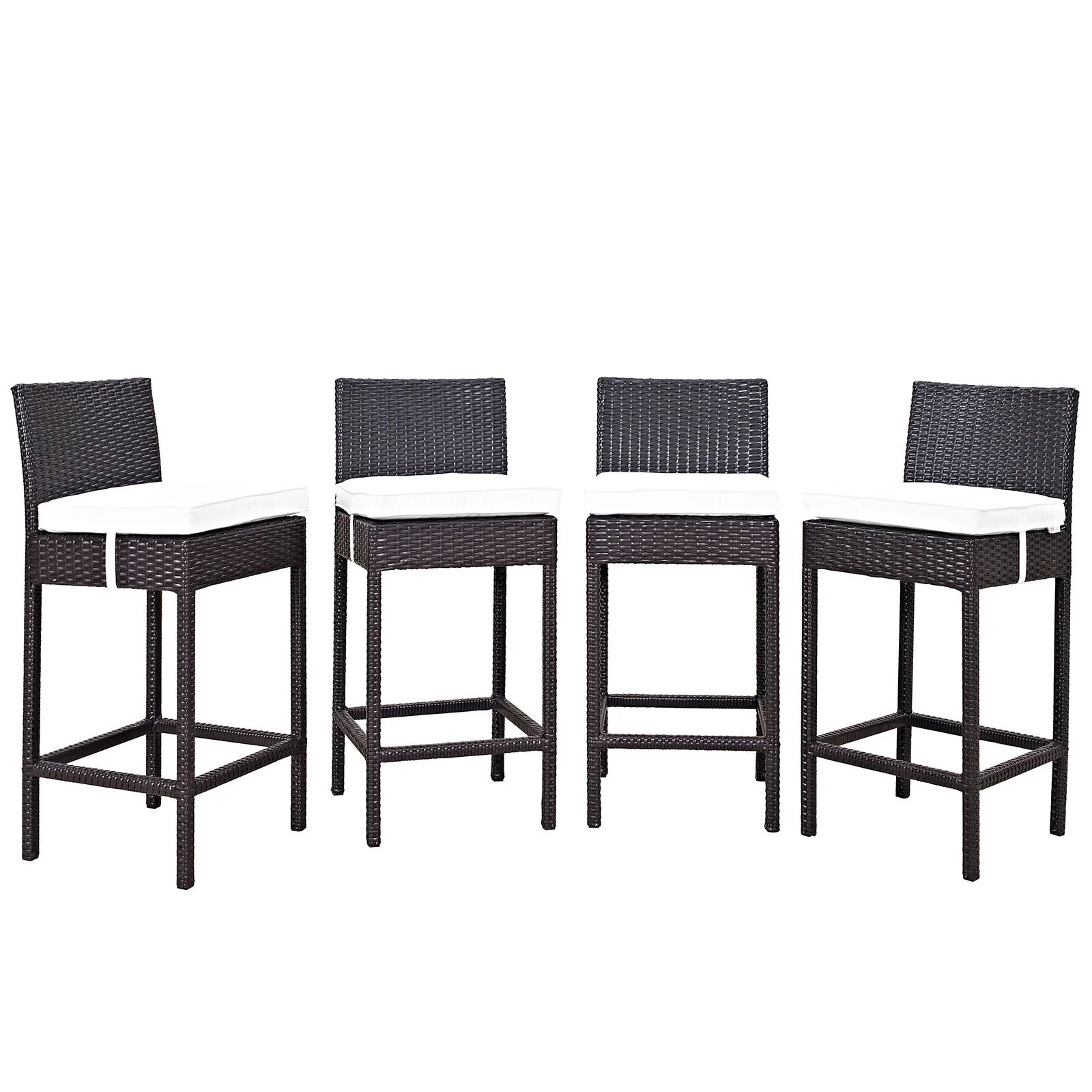 Patio Bar Chairs Set for Outdoor, Wicker Bar Stools Set, High Rise Chairs