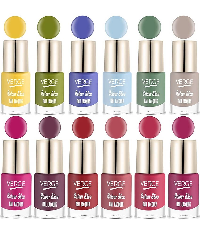 Verge Colour Show Long Wear Nail Polish Paraben Free & Non Toxic (Pack of 12)