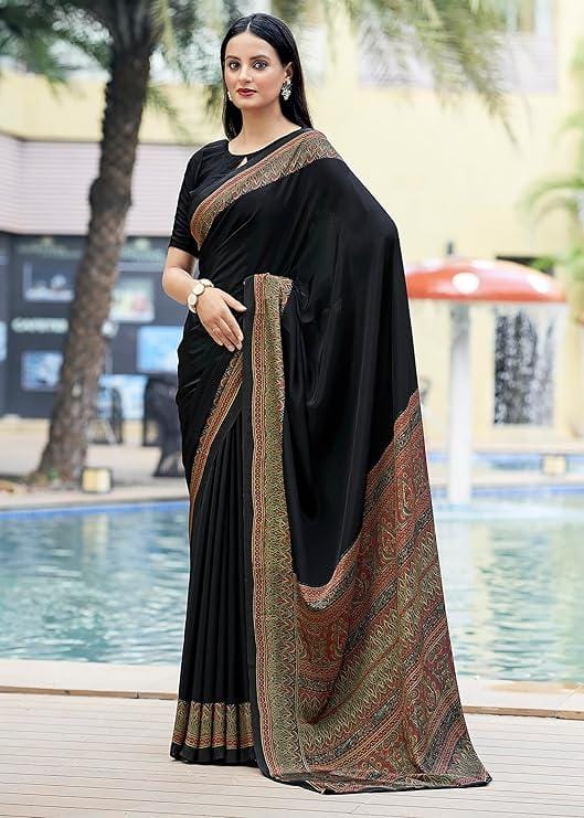Women’s Pure Italian Silk Soft Plain Saree