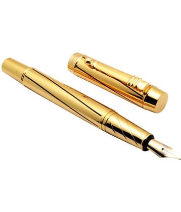 Dikawen 8037 Exclusive Gold Plated Fountain Pen With Black Spiral Lines