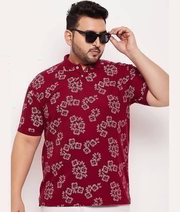 GET GOLF Pack of 1 Cotton Blend Regular Fit Printed Half Sleeves Men's Polo T Shirt ( Maroon )