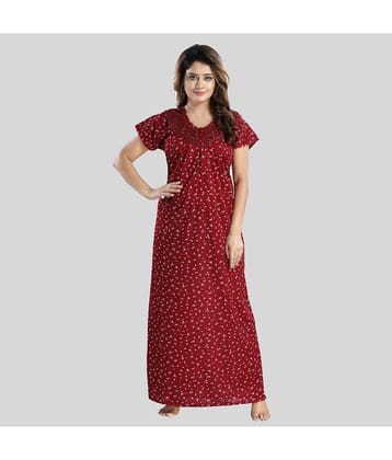 Gutthi - Maroon Satin Women's Nightwear Nighty & Night Gowns ( Pack of 1 )