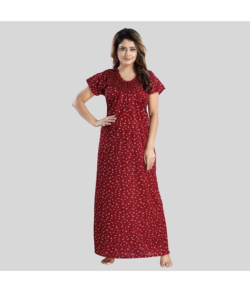 Gutthi - Maroon Satin Women's Nightwear Nighty & Night Gowns ( Pack of 1 )