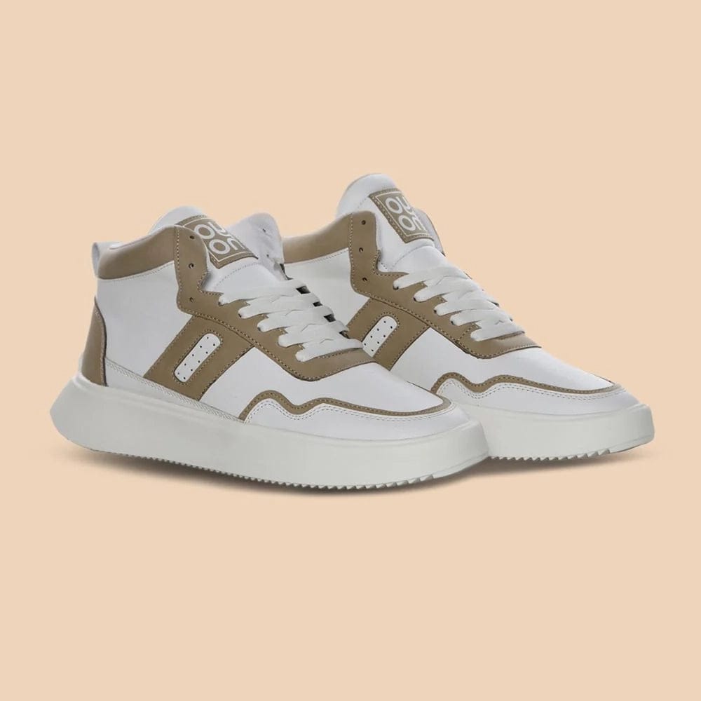 High Ankle Sneakers-White-Beige / 6