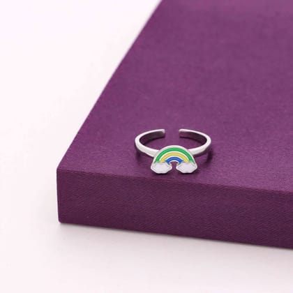 Sterling Silver Children's Rainbow Ring-None / Silver